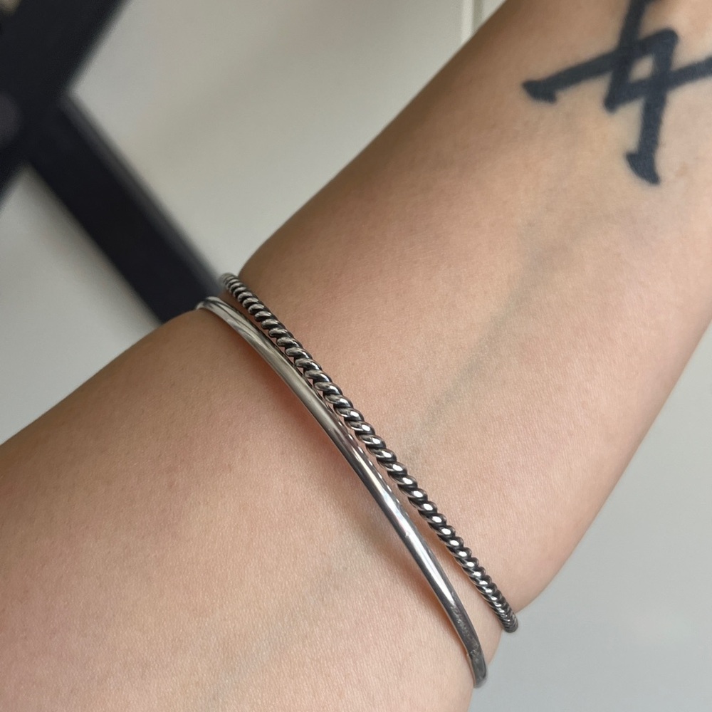 Sterling Silver Bangle Bracelet Set - Picture 2 of 4